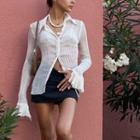Flared-cuff Striped Polo Shirt
