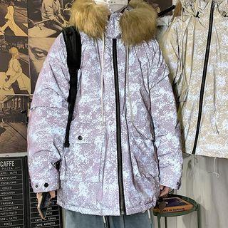 Print Padded Zip-up Parka
