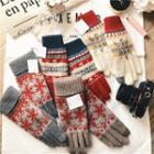 Snowflake Patterned Knit Gloves