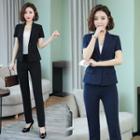 Short-sleeve Blazer / Mini Fitted Skirt / Dress Pants / Set