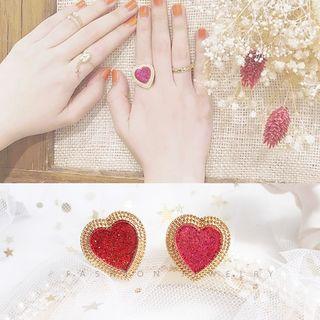 Sequined Heart Open Ring