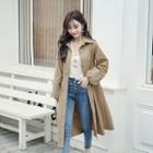 Puff-sleeve Single-breasted Trench Coat