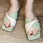 Crisscross Square-toe Flat Slide Sandals