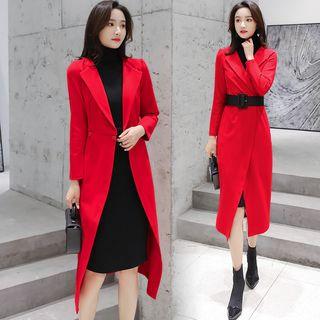 Set: Long Coat + Long-sleeve Turtleneck Dress