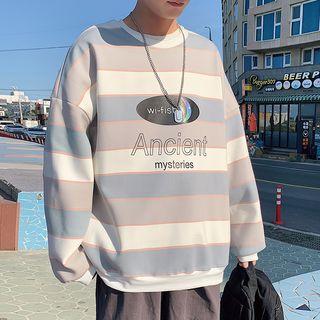 Long-sleeve Striped Letter Printed Sweatshirt
