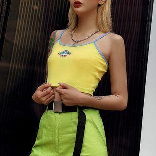 Planet Embroidered Cropped Camisole