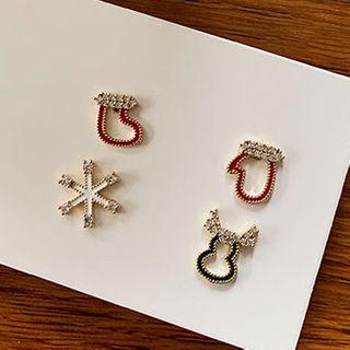 Rhinestone Stud Earring Set Of 4 - Stud Earring - As Shown In Figure - One Size