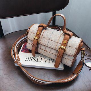 Buckled Check Satchel