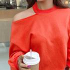 Cutout-shoulder Loose-fit Pullover