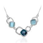Simple Geometric Necklace With Blue Cubic Zircon And Fashion Cat's Eye