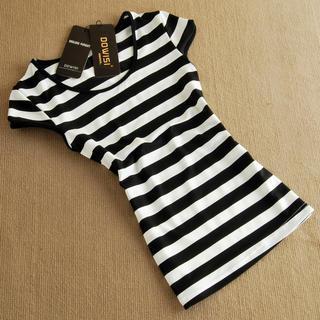 Cap-sleeve Striped T-shirt