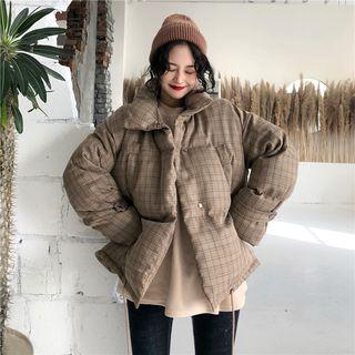 Plaid Padded Coat As Shown In Figure - One Size