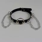 Chained Studded Choker Black & Silver - One Size