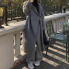 One-button Long Coat Gray - One Size