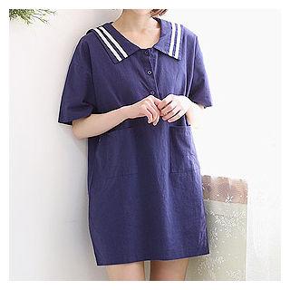 Half-placket Shift Mini Dress