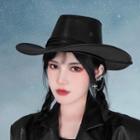 Faux Leather Cowboy Hat Black - One Size