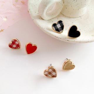 Plaid Alloy Heart Earring