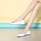 Flower Genuine-leather Square-toe Flats