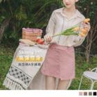 Asymmetric Hem High-waist Plain Skort