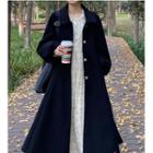 Bell-sleeve Lace Midi A-line Dress / Single-breasted Coat