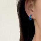 Set Of 6: Plain Half-hoop Earring 6 Pcs - White & Light Blue & Aqua Blue - One Size