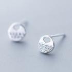 925 Sterling Silver Rhinestone Disc Earring S925 Silver - 1 Pair - Silver - One Size