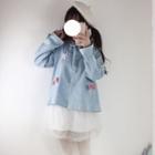 Bow Detail Embroidered Denim Jacket