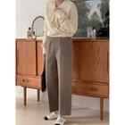Zip-side Textured Wide-leg Pants