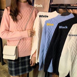 Mock Neck Long Sleeve Loose Sweater