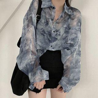 Sheer Print Shirt Gray - One Size