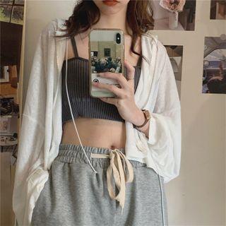 Long-sleeve Plain Hooded Jacket / Plain Shorts