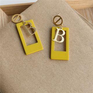 Letter B Rectangle Dangle Earring