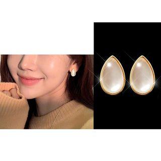 Cat Eyes Stone Water Drop Stud Earring 1 Pair - As Shown In Figure - One Size