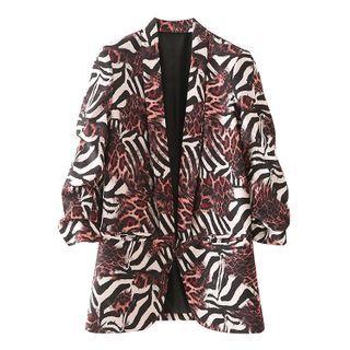 Leopard Print Panel Zebra Print Blazer