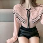 Sailor Collar Bow Detail Sweater / Faux Leather Shorts