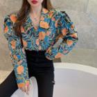 Floral Print Shirt Tangerine - One Size