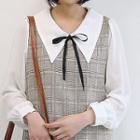 Chelsea-collar Puff-sleeve Plaid Shift Dress