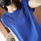 Cutout Round-neck Short-sleeve Knit Top