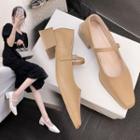 Block-heel Pointed Mary Jane Shoes