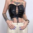 Faux Leather Lace Up Tube Top