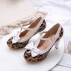 Bow T-bar Chunky Heel Pumps