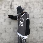 Mock Two-piece Printed Hooded Long-sleeve T-shirt