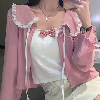 Camisole Top / Ruffle Trim Light Jacket