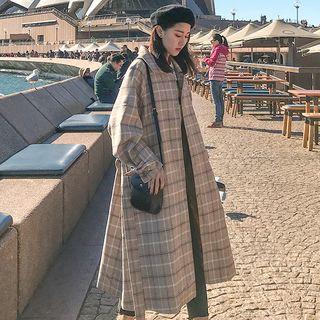 Plaid Single-breasted Trench Coat