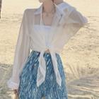 Sheer Shirt / Wide-leg Pants / Padded Tube Top