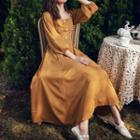 Square-neck 3/4-sleeve A-line Maxi Dress