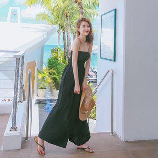 Wide-leg Smocked Tube Jumpsuit