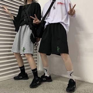 Embroidered Alien Wide-leg Shorts