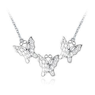 Elegant Hollow Butterfly Necklace Silver - One Size