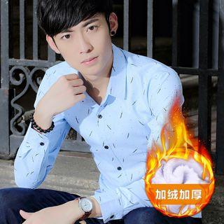 Fleece-lined Print Long-sleeve Shirt